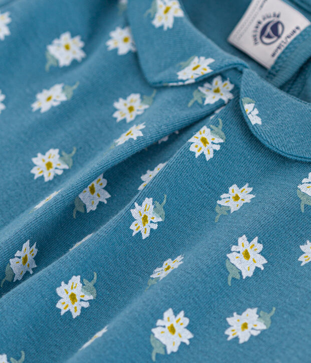 Gebloemde katoenen blouse voor meisjes blauw/multicouleur