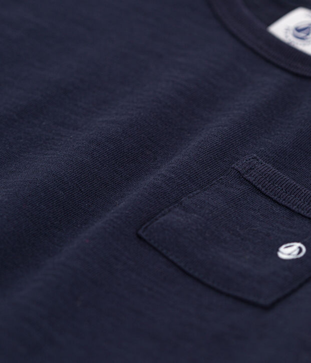 Tee-shirt manches courtes b&eacute;b&eacute; en jersey flamm&eacute; bleu marine