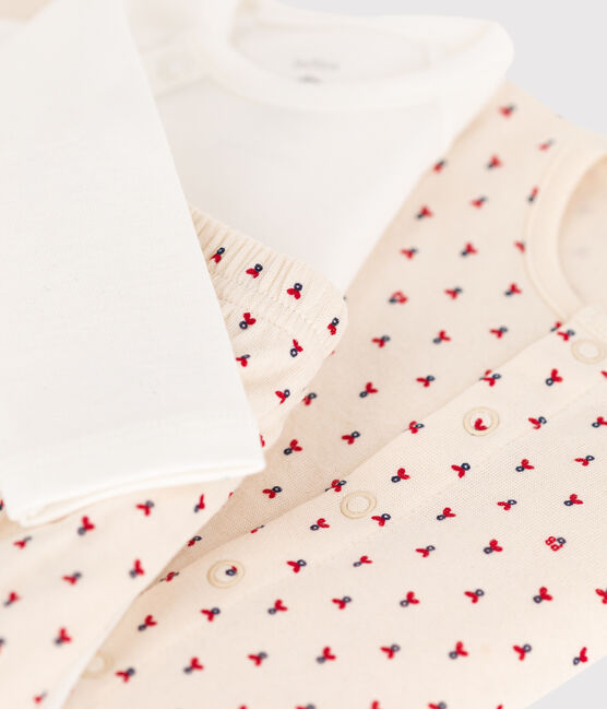 Ensemble 3 pièces bébé en tubique imprimé graphique blanc MARSHMALLOW/blanc MULTICO