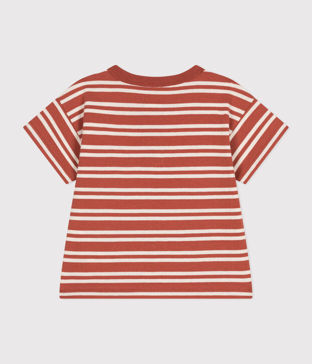 T-shirt met korte mouwen in jerseystof voor baby's bruin/ecru