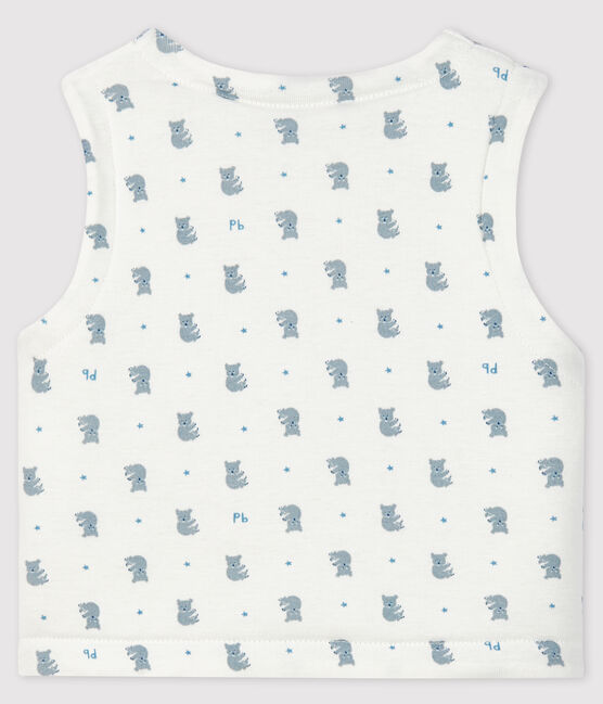 Mouwloos vest voor baby's van gewatteerd biologisch katoen wit MARSHMALLOW+GRIS/ MULTICO