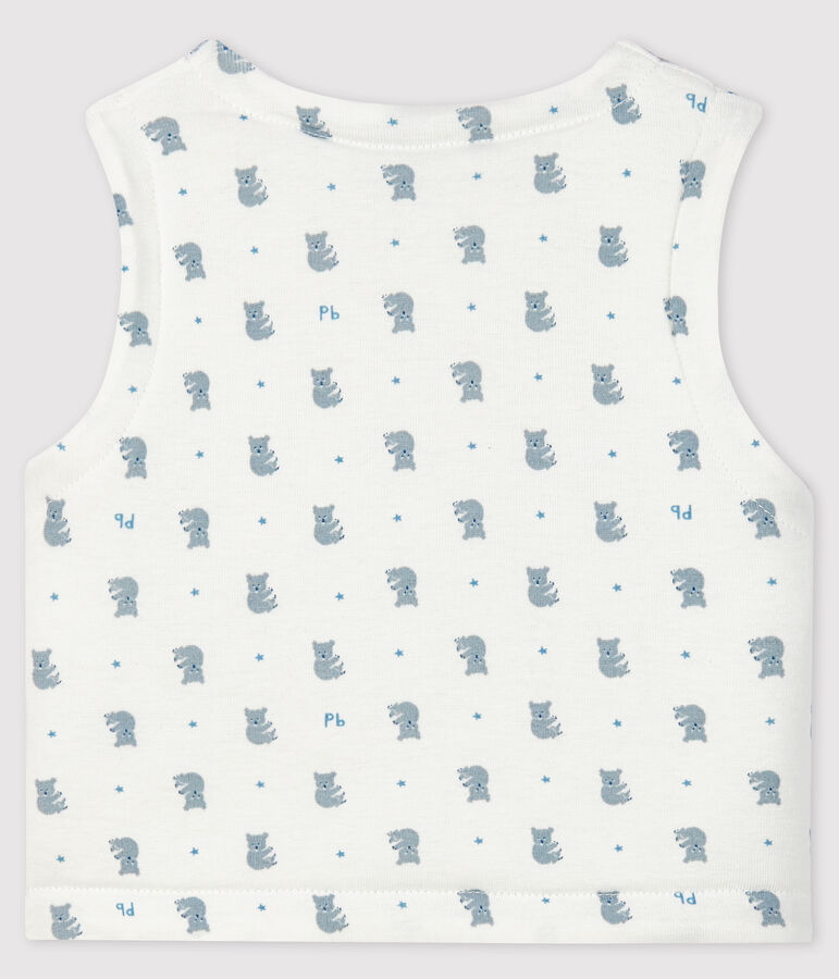 Mouwloos vest voor baby's van gewatteerd biologisch katoen wit/grijs/multicouleur