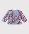 Katoenen babyjasje met tinneroy-streepje en bloemenprint wit/multicouleur