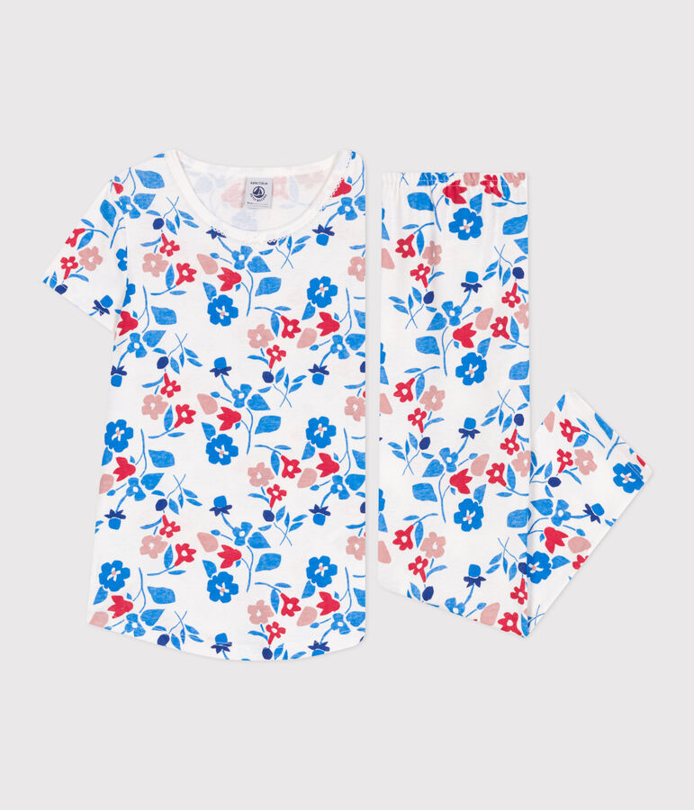 Pyjama enfant en coton blanc/multicouleur