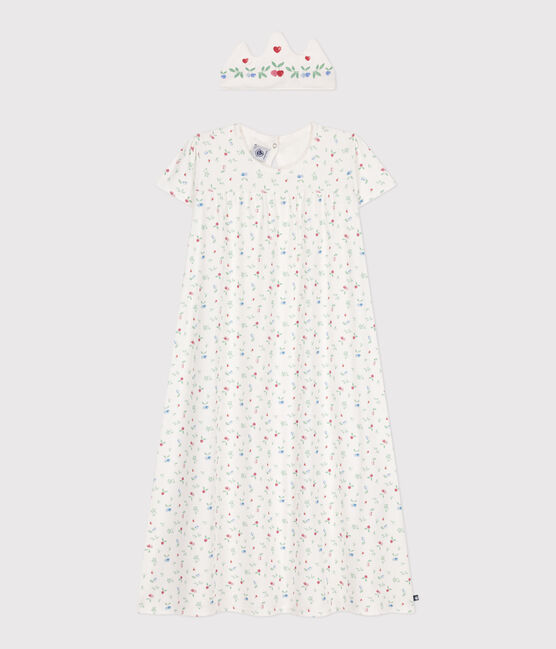 Chemise de nuit déguisement et diadème enfant en coton blanc MARSHMALLOW/blanc MULTICO