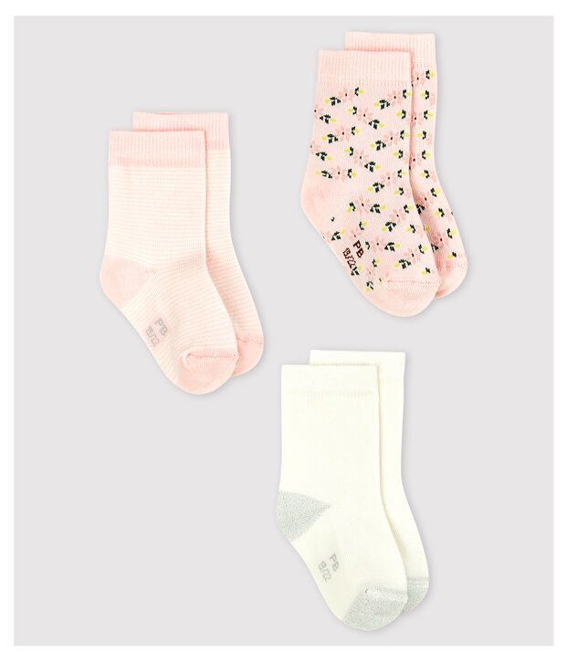 Lot de 3 chaussettes &agrave; motif b&eacute;b&eacute; fille multicouleur