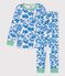 Pyjama imprimé végétal petit garçon en coton blanc MARSHMALLOW/bleu BRASIER
