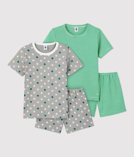 Set van 2 groene pyjama's voor jongens met sterren en millerais-strepen in katoen variante 1