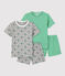 Set van 2 groene pyjama's voor jongens met sterren en millerais-strepen in katoen variante 1
