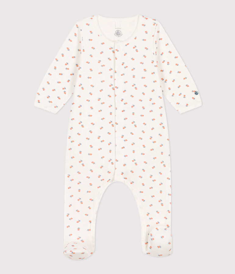Bodyjama met bloemetjes in tubic voor baby's wit/multicouleur