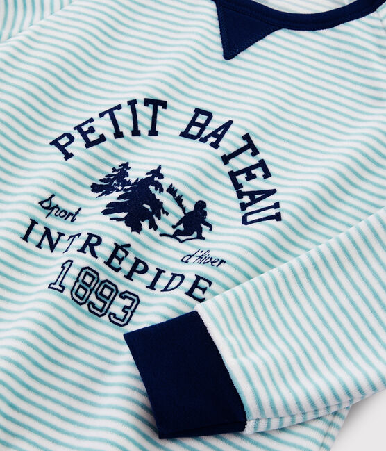 Pyjama motif yeti en velours petit garçon bleu MEDIEVAL/blanc MULTICO