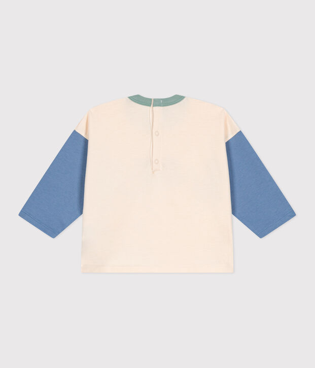 Tee-shirt manches longues en jersey fin b&eacute;b&eacute; bleu/bleu