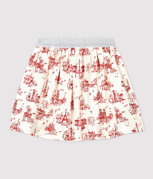 Jupe en molleton enfant fille blanc/rouge