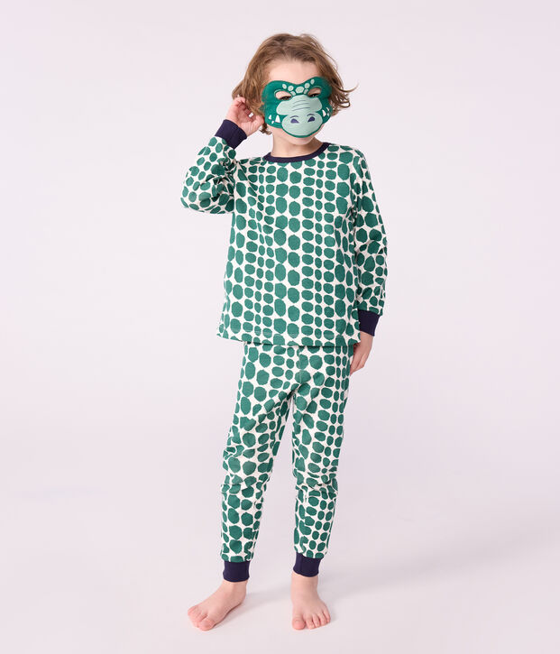 Katoenen verkleedpyjama met krokodilprint voor kinderen groen/groen