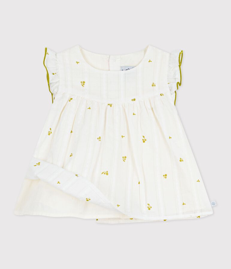 Katoenen babybloesje zonder mouwen met bloemenprint groen MARSHMALLOW/ MOSS