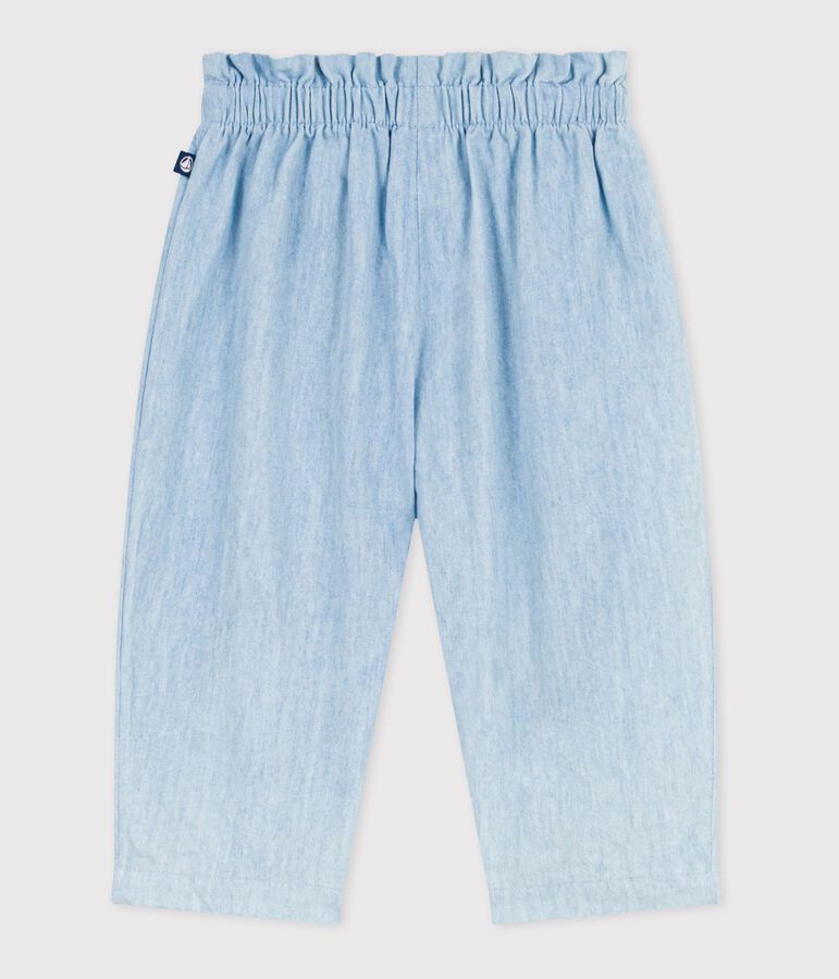 Babybroekje van chambray blauw