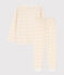 Pyjama fleur petite fille en tubique blanc MARSHMALLOW/blanc MULTICO