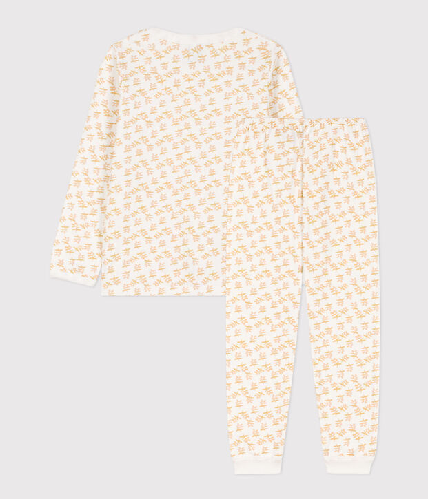 Pyjama fleur petite fille en tubique blanc/multicouleur