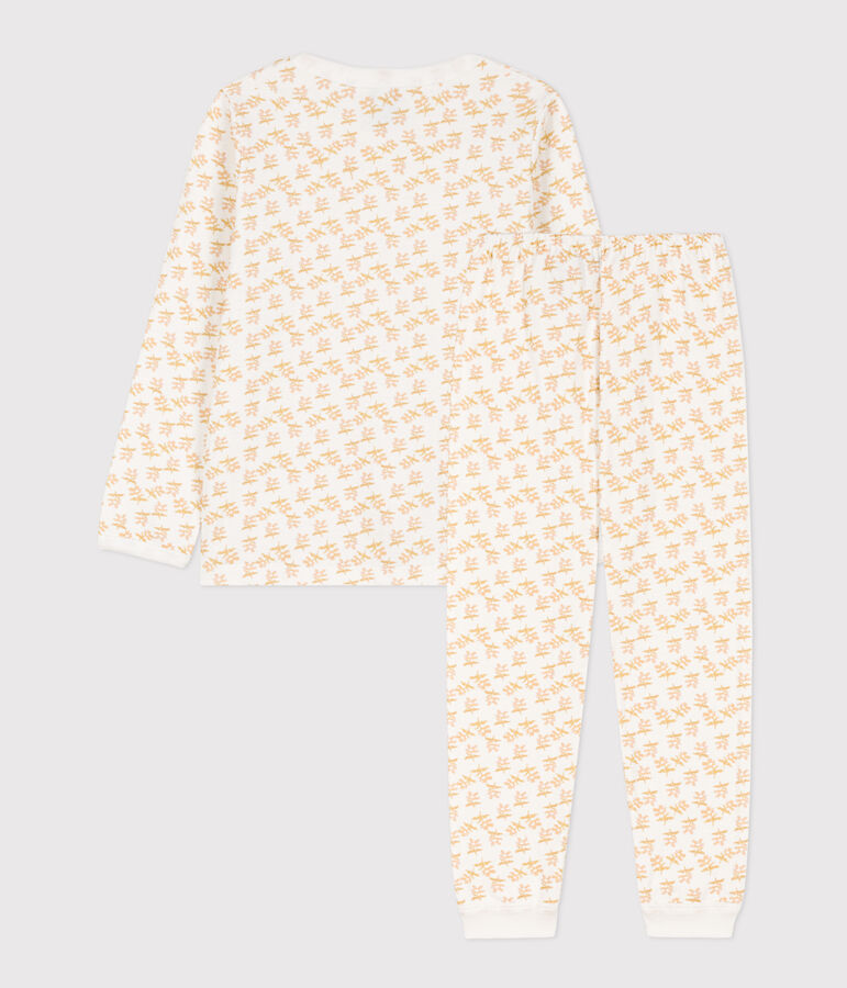 Meisjespyjama met bloemetje in tubic wit/multicouleur