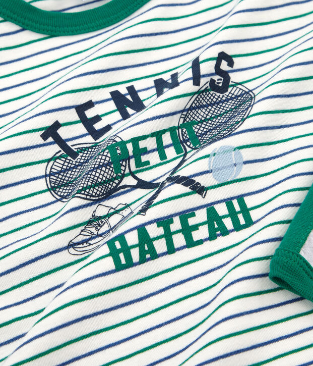 Pyjama petit gar&ccedil;on en c&ocirc;te blanc/multicouleur