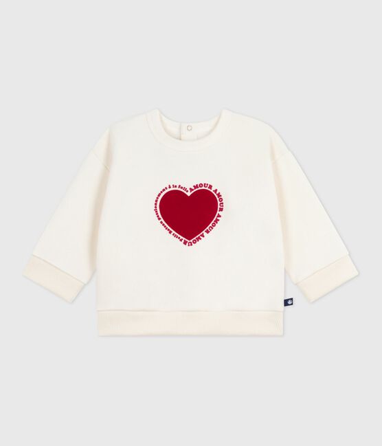 Katoenen sweatshirt met hartmotiefje voor baby's ecru MILK