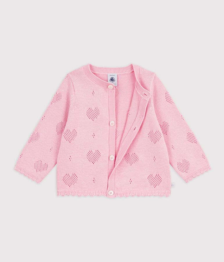 Katoenen babyvestje met hartjesmotief roze