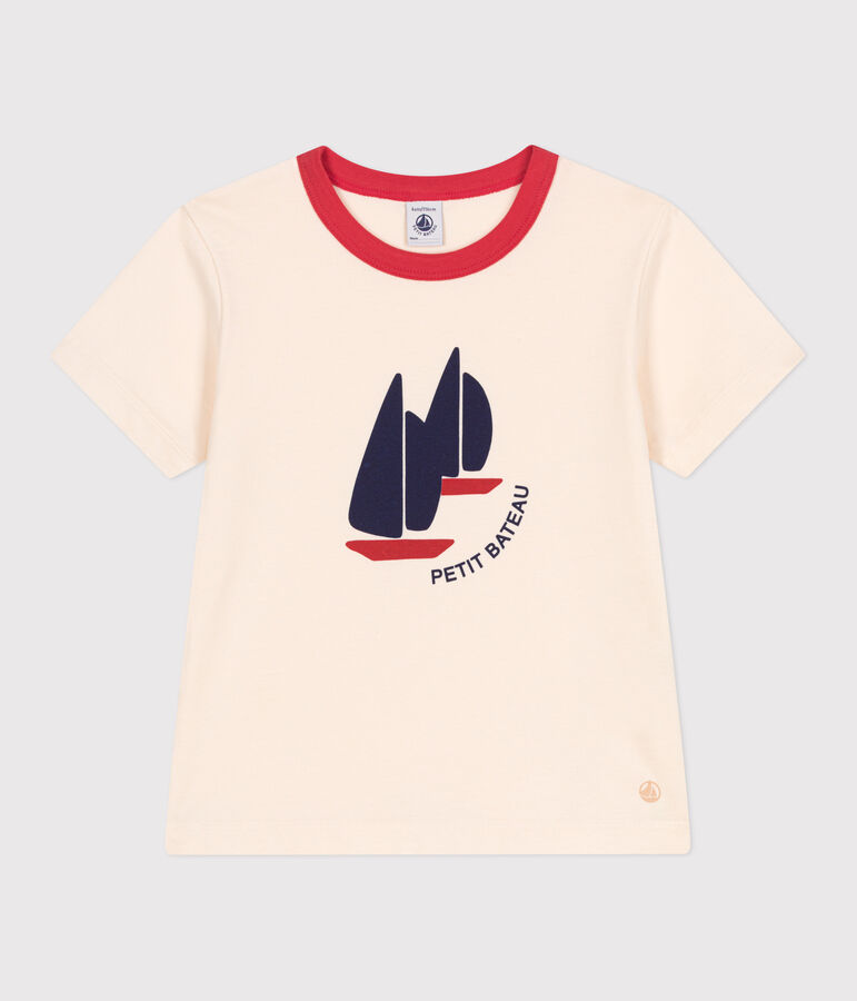 Katoenen T-shirt met korte mouwen en print voor kinderen ecru AVALANCHE