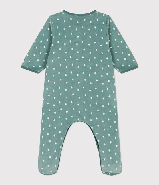 Fluwelen babypyjama met sterrenprint blauw BRUT/wit MARSHMALLOW