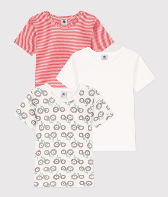 Set van 2 katoenen T-shirts met korte trekkermouwen voor kleine jongens variante 1