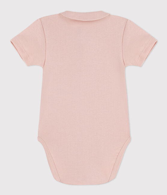 Body van katoen met kraagje en korte mouwen voor baby's roze SALINE