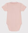 Body van katoen met kraagje en korte mouwen voor baby's roze SALINE