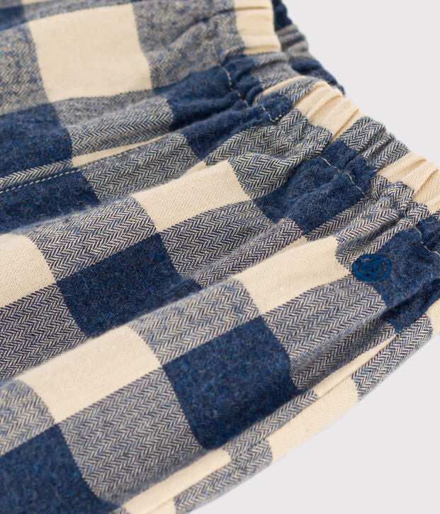 Flanellen babybroek met ruitjes blauw/ecru