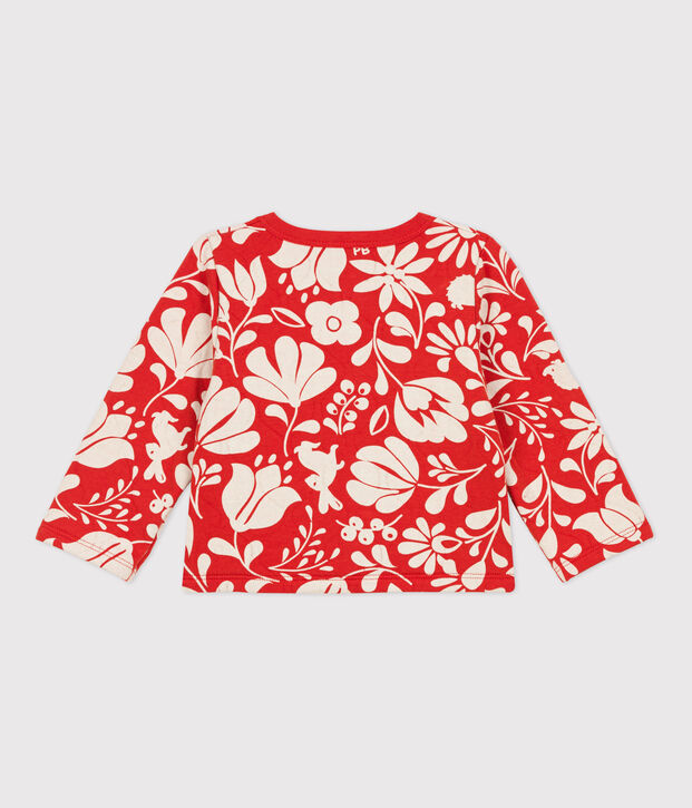 Cardigan b&eacute;b&eacute; imprim&eacute; en tubique matelass&eacute; orange/&eacute;cru