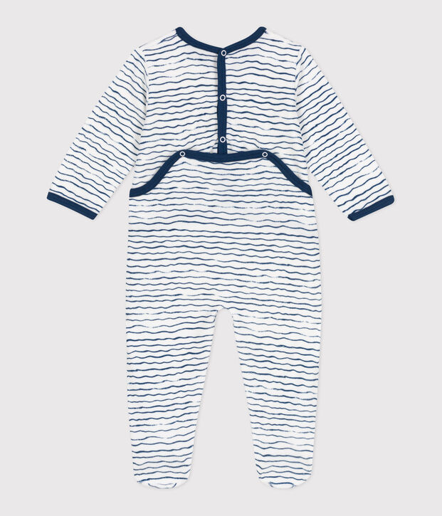 Dors bien en velours b&eacute;b&eacute; blanc/bleu