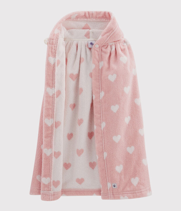Badstoffen badcape voor baby's roze/wit