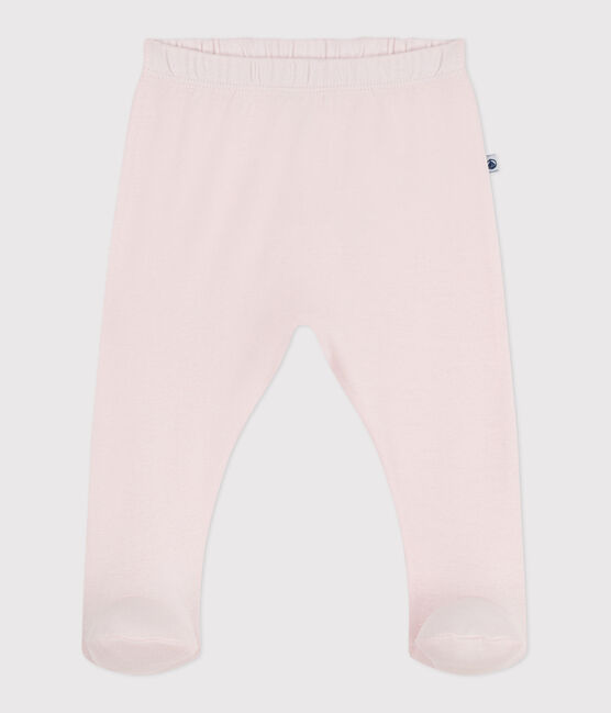 Pantalon à pied naissance en coton uni rose FLEUR