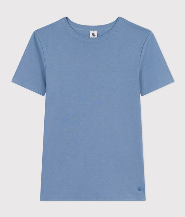 L'Iconique, effen katoenen T-shirt voor dames blauw