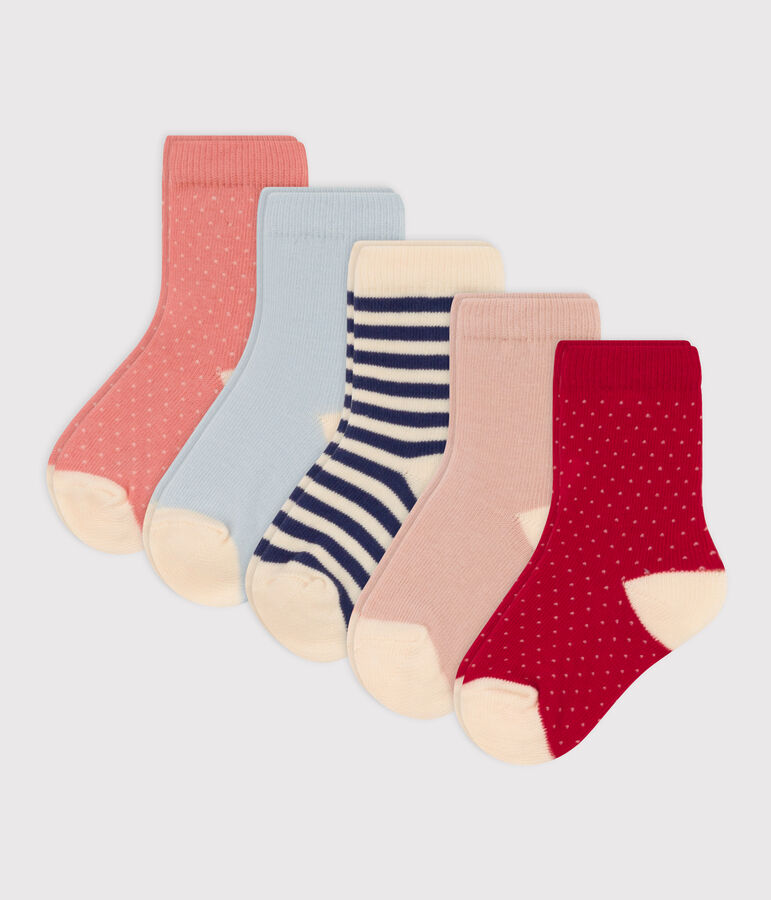Lot de 5 paires de chaussettes pois en jersey de coton b&eacute;b&eacute; multicouleur