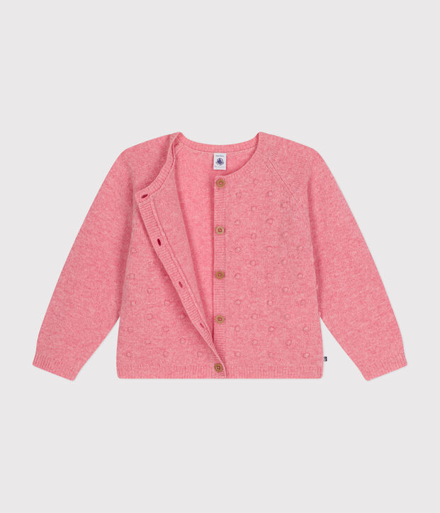 Gebreide cardigan met wol voor meisjes roze