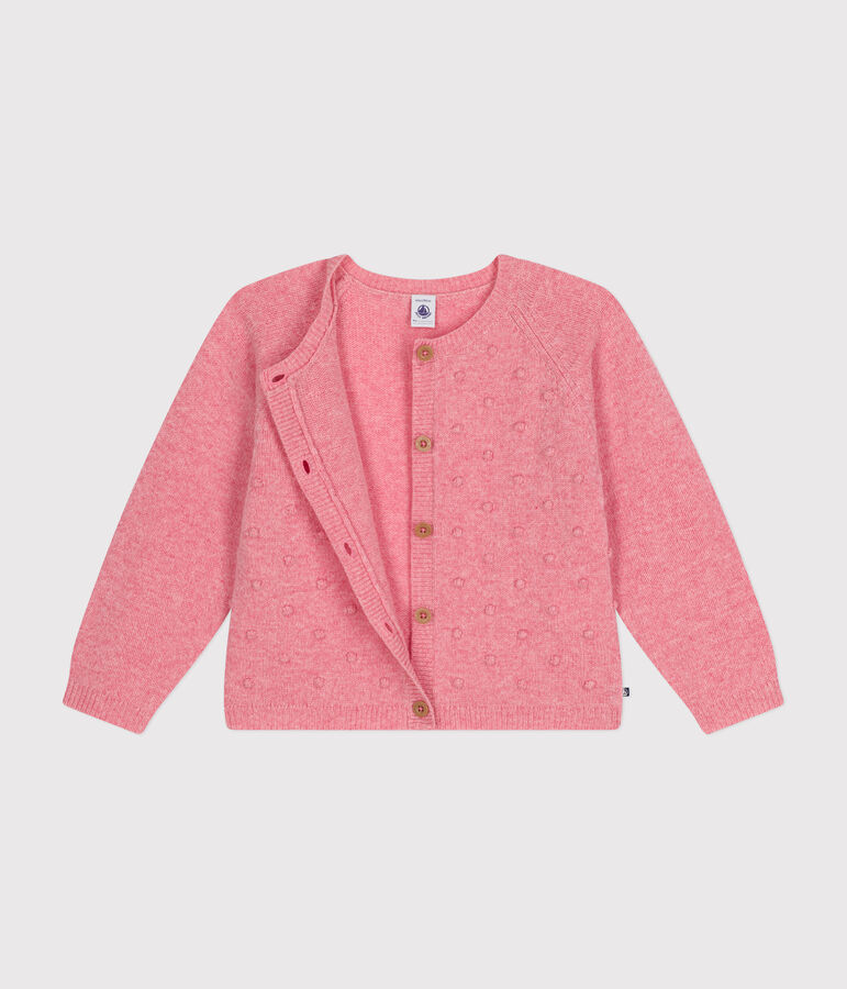 Gebreide cardigan met wol voor meisjes roze