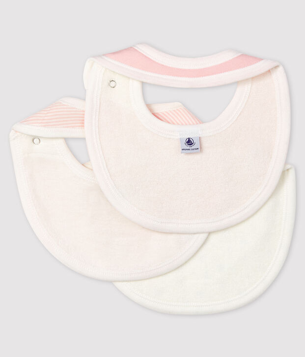 Set van 3 slabbetjes van ribstof voor baby multicouleur