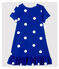 Jurk van katoen en linnen met korte mouwen voor meisjes blauw SURF/wit MARSHMALLOW