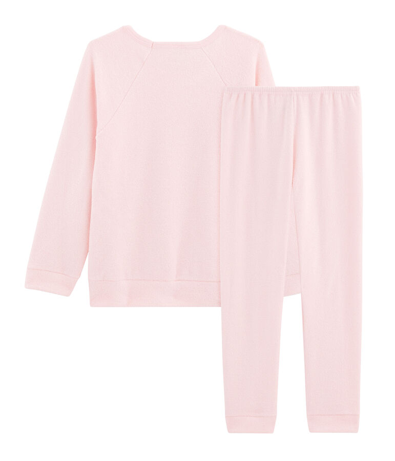 Pyjama petite fille en bouclette &eacute;ponge gratt&eacute;e extra chaude rose
