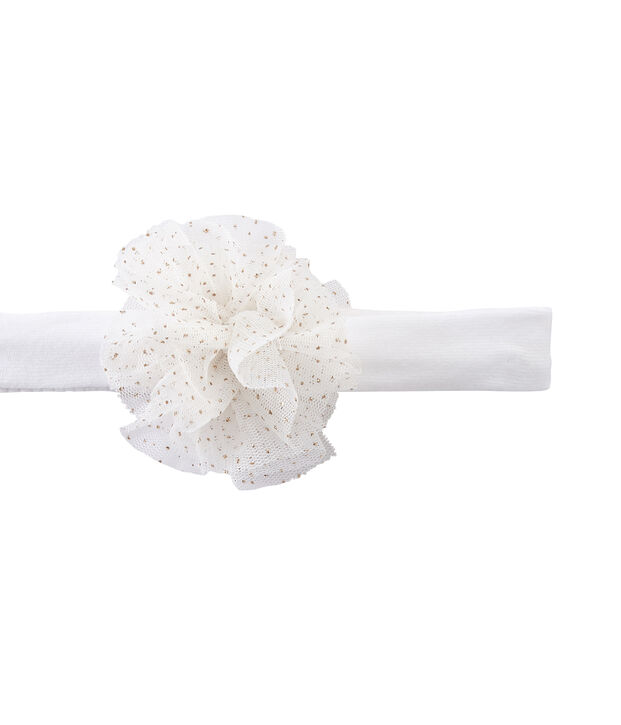Bandeau cheveux fille &agrave; fleur blanc