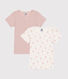 Setje met 2 katoenen T-shirts met korte mouw en bloemetje voor kinderen
