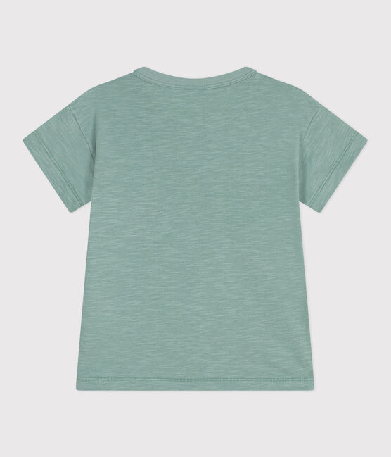 Effen katoenen T-shirt met korte mouwen voor kinderen groen PAUL