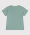 Effen katoenen T-shirt met korte mouwen voor kinderen groen PAUL