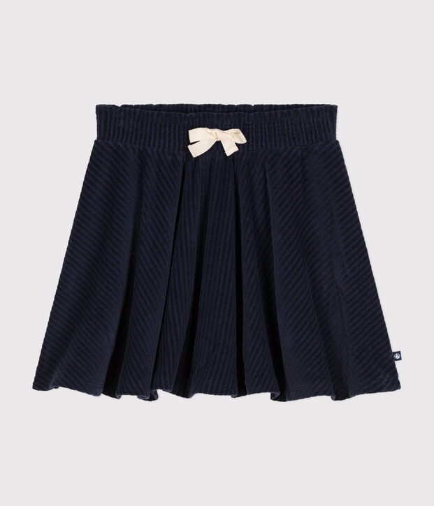 Jupe en bouclette velours enfant fille bleu marine