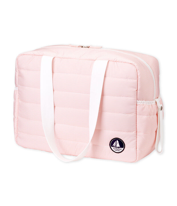 Luiertas van gewatteerd polyester roze/wit