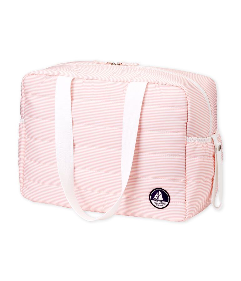 Luiertas van gewatteerd polyester roze ROSAKO/wit MARSHMALLOW